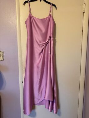 Reiss Lilac Satin High-Low Slip Dress
